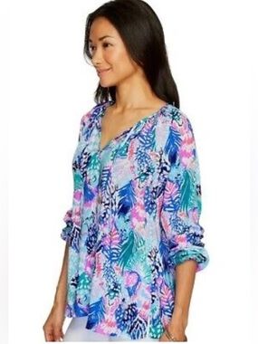 Lilly Pulitzer Willa Top Bloise in Quill Out Print Small